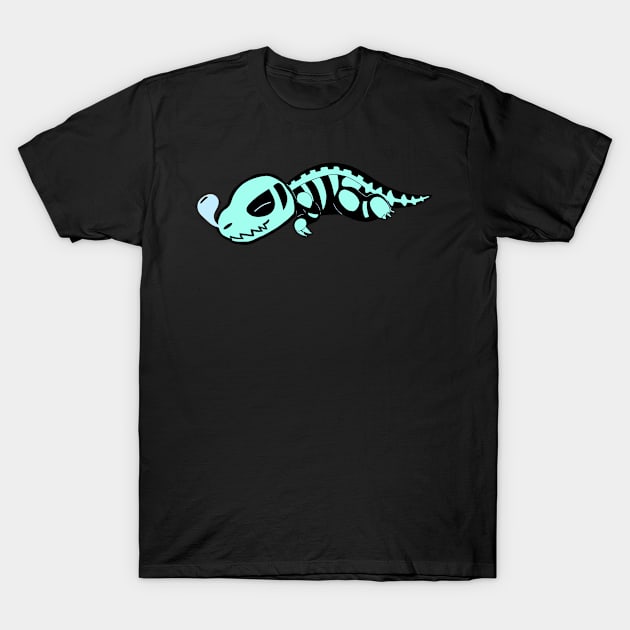 Sleepy Skeleton T-Rex T-Shirt by InvaderWylie
